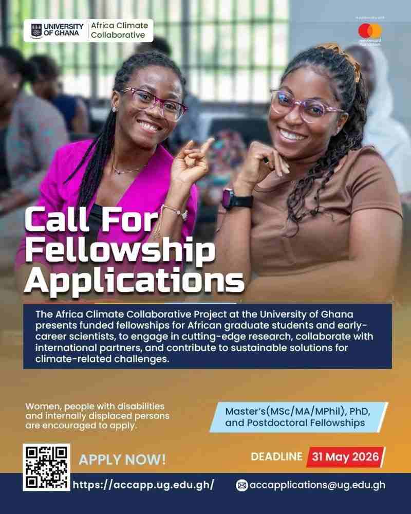 Africa Climate Collaborative Fellowship 2026 (Fully Funded – University of Ghana)